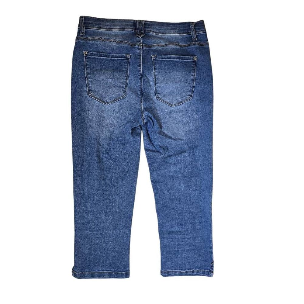 Curve Appeal Crop Capri Jeans Stretch Medium Wash Mid Rise Side Slits Sz 10/30 - Picture 4 of 10